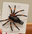 Pinza para el pelo de araña de Halloween con purpurina naranja para fiesta y disfraz - Estilo de purpurina a rayas negras y doradas / Araña negra dorada