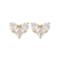 Vista de detalle de pendientes de corazón con circonitas sobre baño de oro de 18 quilates - Corazón de Circón Brillante (EH00729)