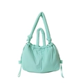 Borsa a mano trapuntata in nylon verde con coulisse e spalline con nodi decorativi - verde chiaro