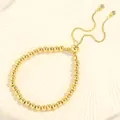 Adjustable 18K gold plated copper bead bracelet with a polished finish for women - 5mm Bead Diameter