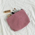 Pink corduroy makeup bag with internal space for brushes and cosmetics on fabric - Dusty Pink