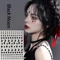 Self-adhesive black acrylic face stickers with moon and star shapes for dark gothic eye makeup - Black Celestial Moon