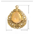 Macro detail of teardrop natural stone pendant with dimensions and technical specifications - Teardrop Light Orange Stone (YE132)