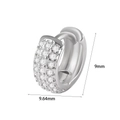 Silver huggie earrings with three rows of sparkling cubic zirconia stones 9mm size - #19 Wide Triple Row Zircon Style