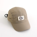 Detail of a khaki 5-panel quick-dry hat with Go embroidery and adjustable back strap - 52cm / Dark Khaki