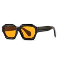 Lunettes de soleil rétro à monture noire irrégulière et verres teintés orange - Monture Noir Brillant Verre Orange