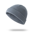 Classic grey ribbed knit short beanie hat for men in a minimalist hip-hop street style - Light Gray