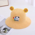 Sombrero de sol amarillo para bebé con orejas de conejo y parches de bordado panda - 52-56CM / Naranja