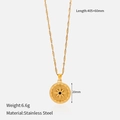 Golden stainless steel necklace with a starburst pendant and center black gemstone - 405+60mm / Color Zirconia Celestial
