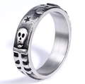 Gotischer Totenkopf-Ring aus Edelstahl mit Sternenmuster im Vintage-Silber-Design - US 7 / Silber (17302)