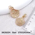Pendentifs coquillages dorés en alliage avec strass pour création de bijoux DIY - XK2022# Coquillage avec Strass / 27X22X5mm