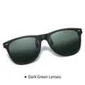 Classic matte black TR90 polarized sunglasses with dark green lenses and silver accents - Dark Green