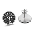Silver tree of life stud earrings with vintage oxidized finish for a classic look - Vintage Silver Tree of Life Style (KE62423-K)