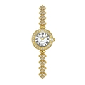 Reloj de cuarzo dorado de lujo para mujer con esfera de nácar y brazalete de cadena con diamantes - Dorado