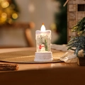 Détail de bougie de Noël LED avec scène de bonhomme de neige et paillettes flottantes - Bonhomme de Neige Blanc