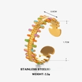Colorful drip oil fishbone ring in 18K gold plated stainless steel for women - Multi-color Fishbone Ring (ZN1137)