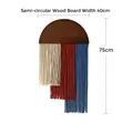 Nordischer Makramee Wandbehang mit Holz und Quasten in Weiß, Rot und Blau - Blau-Serie (Creme+Ziegelrot+Dunkelblau)