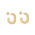 Goldene C-förmige Edelstahlohrringe mit gedrehtem Seildesign und glattem Finish - Gedrehtes Seil Glatter Nähstil (6#) / Gold