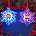 Luminous clear acrylic snowflake hanging ornament with LED lights and red silk ribbon - Transparent Color-changing Snowflake Pendant (Pair)
