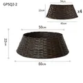Falda para árbol de Navidad de ratán PE marrón oscuro, juego de 4 paneles, base de 60cm - Collar de Árbol Café Oscuro Pequeño (Juego de 4 Piezas)