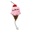 Plüsch-Eiscreme-Hundespielzeug mit Seil, rosa Plüsch und robuster Baumwollkordel - Eiscreme / Rosa