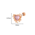 Rose gold heart stud earring with pink zircon and flame bezel detail, size 0.8x0.74cm - Flame Pink Heart Style (7# Rose Gold)