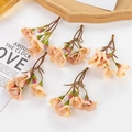 Five-piece set of peach pink artificial flower stems for DIY crafts and accessories - Champagne