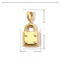 Detailed parameter view of a 17mm gold stainless steel lock pendant with dimensions - YF238x3 / Gold