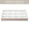 12-compartment champagne gold PU leather jewelry display tray for rings and necklaces - Champagne Beige 12-Compartment Tray