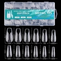 600pcs extra long clear soft gel nail tips in 12 sizes with numbered full cover design - Medium Coffin