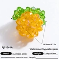Pineapple-shaped stainless steel bead in yellow and green for DIY bracelet making - Yellow Green Intertwined Fruit Bead (PJ91261A)
