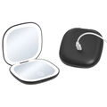 Specchio da trucco LED nero portatile con luce ad anello e cavo di ricarica USB - Ingrandimento 10X / Luce Doppia Faccia / Controllo Magnetico / Ricaricabile / Nero