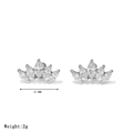 Glinsterende kroonvormige oorknopjes van zilver metaal met marquise zirkoon - Stijl C Platina