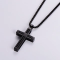 Collar de cruz industrial de acero inoxidable negro con estructura interior de resorte único - Negro