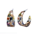Chic C-shaped acetate earrings with a colorful tortoiseshell pattern and acrylic finish - Purple Floral