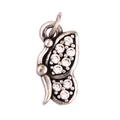 Retro butterfly pendant in oxidized silver with shimmering white cubic zirconia stones - Shining Butterfly-White Gold