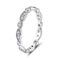 Funkelnder S925 Sterlingsilber Tennis-Ring mit dichten weißen Zirkonia-Steinen - Breiter Pavé-Stil (SR71)