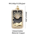Detailed view of sun and star enamel pendant showing 30mm height and 3.60g copper weight - Black Background Sun Moon Hills Pendant