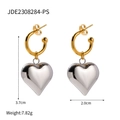 Dettaglio orecchini a cuore bicolore con dimensioni di 3,7 cm altezza e 2,0 cm larghezza - Orecchini a pendente a cuore bicolore oro argento (JDE2308284-PS)