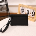 Petit porte-monnaie noir en polyester avec fermeture éclair et dragonne pratique pour poignet - Noir