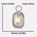 Detailed size specifications for the silver rectangle pendant with champagne crystal - Silver/AB Color