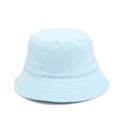 Detail of light blue cotton bucket hat with parallel stitching on the wide sun brim - M (56-58cm) / Light Blue