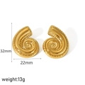 Schicke 18k vergoldete Edelstahl-Ohrringe im Croissant-Muschel-Design, 32mm mal 22mm - Großer Spiral-Gold-Stil (TE6925-G)