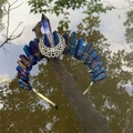 Dark blue rainbow crystal crown headband with silver hollow moon and irregular quartz - Blue