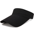 Atmungsaktive schwarze Sonnenvisier-Kappe aus Mesh mit langem Schirm für Outdoor-Sportarten - Schwarz
