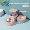 Roze en grijze automatische waterdispenser van 1,8 liter met roestvrijstalen voerbak - Enkele Bak (Roze+Grijs) / Roze-Grijs