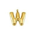 Gold chubby balloon style letter W pendant with polished stainless steel finish - Letter W