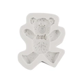 White teddy bear silicone mold featuring bow tie and detailed fur texture details - Style 6 Bowtie Full Bear (A403) / Gray
