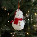 Plush Christmas snowman pendant with red scarf and checkered hat on a tree - Plush Snowman F