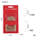 150pcs gold metal Christmas hooks set in 3.4cm and 6.4cm sizes for tree decor - 150pcs / Gold